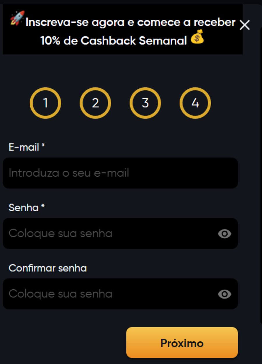 Inscrever-se no Instant Casino