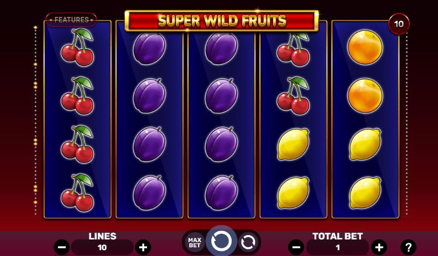 Gráficos e sons do Super Wild Fruits slot.